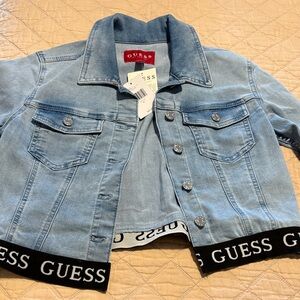 Guess Light Blue Denim Jacket with Black Trim